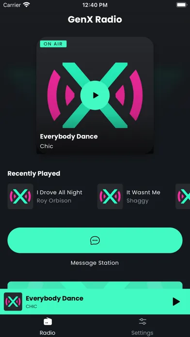 Zrzuty ekranu GenX Radio