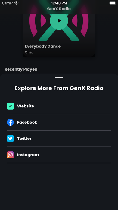 Zrzuty ekranu GenX Radio