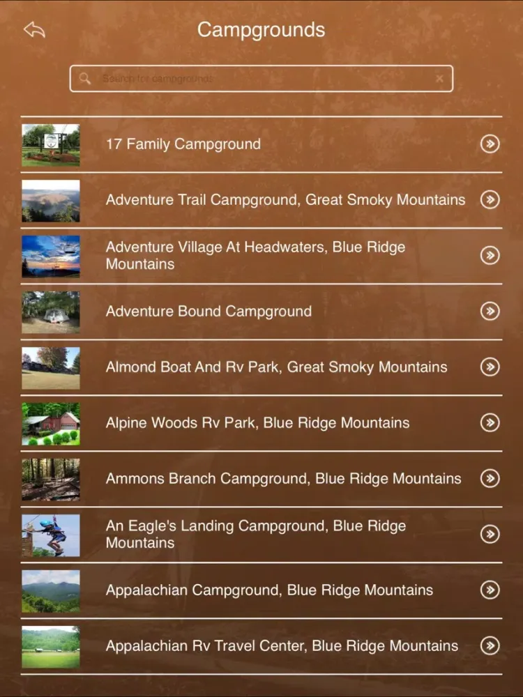Capturas de tela do North Carolina Camping & RV Parks iPad 