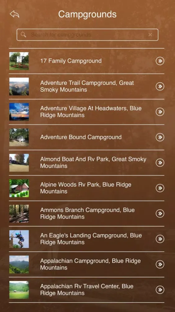 Capturas de tela do North Carolina Camping & RV Parks