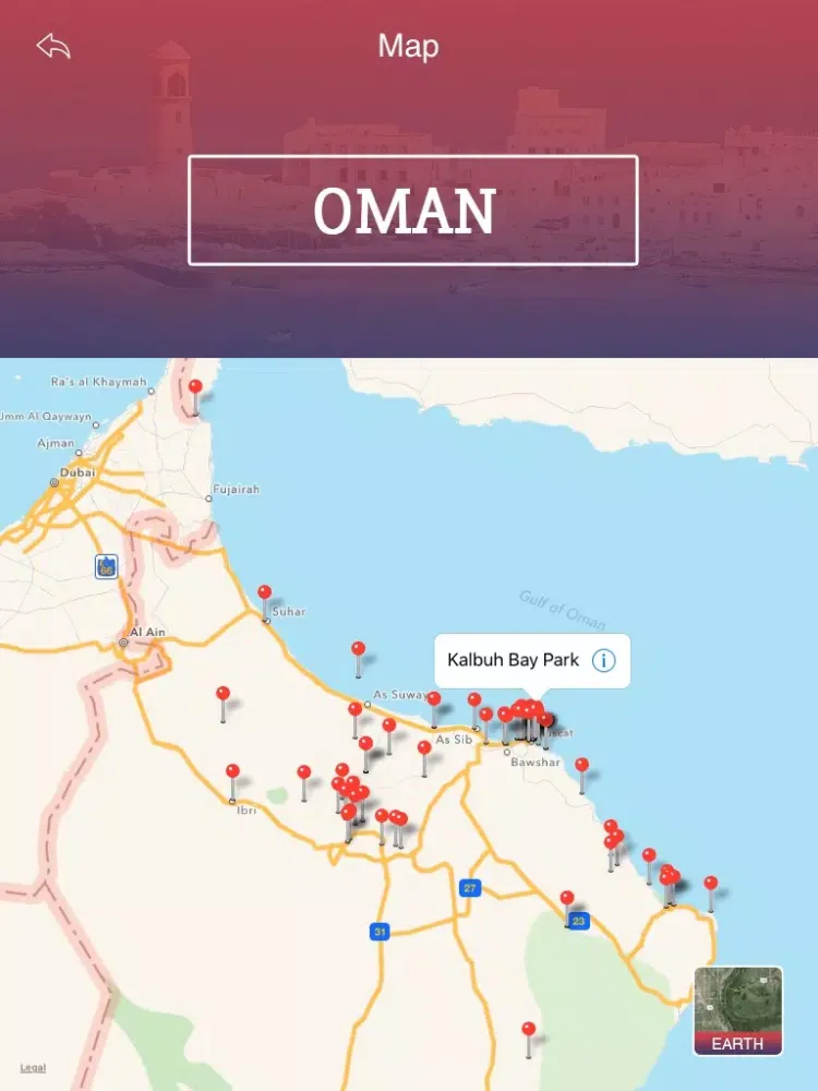 Tangkapan skrin Tourism Oman iPad 