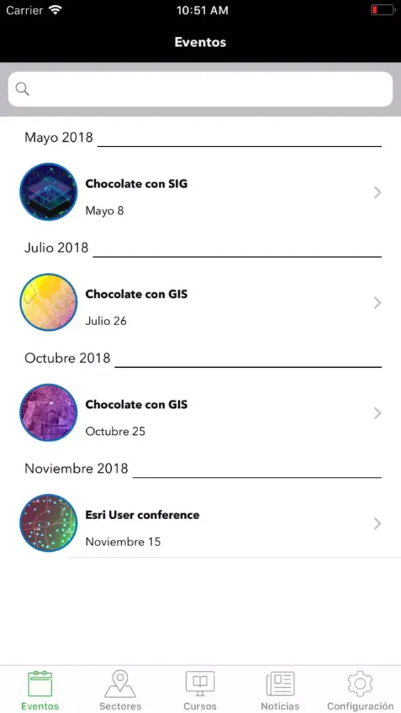 Ảnh chụp màn hình của Eventos Esri Ecuador