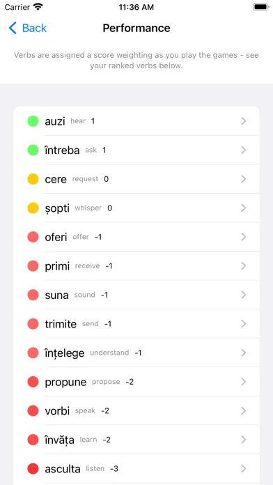 Capturas de pantalla de Romanian Verb Blitz