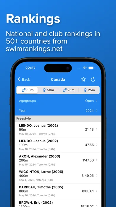 Capturas de tela do SplashMe - Swim Results