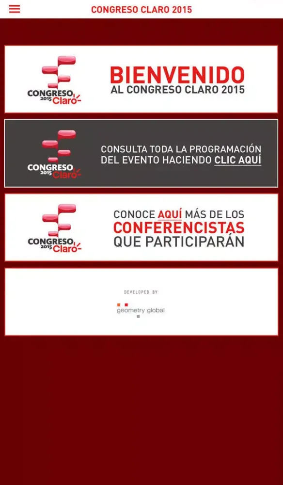 Capturas de tela do Congreso Claro 2015