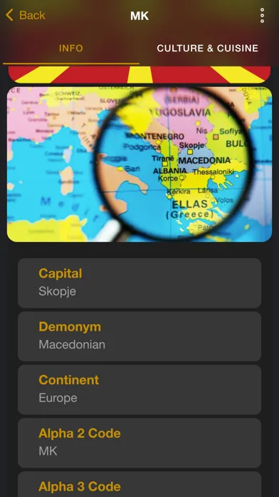 Capturas de tela do GeoQuest: Culture and Cuisines
