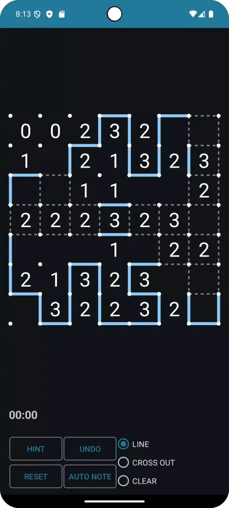 Tangkapan skrin Slitherlink
