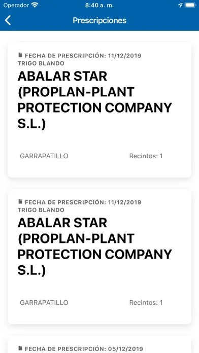 Screenshot di Cuaderno de Campo SOAGA