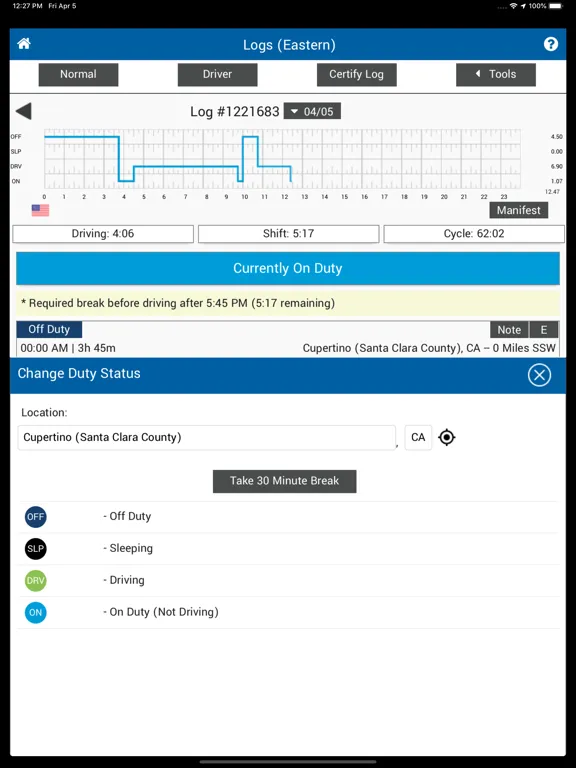 TruLogELD iPad  Screenshots