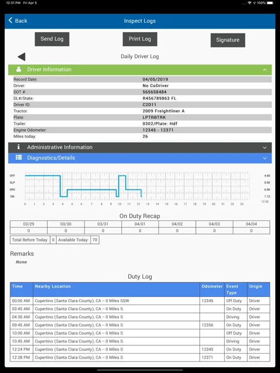 TruLogELD iPad  Screenshots