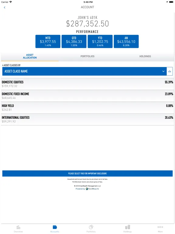 Aegis Wealth Management iPad  Screenshots