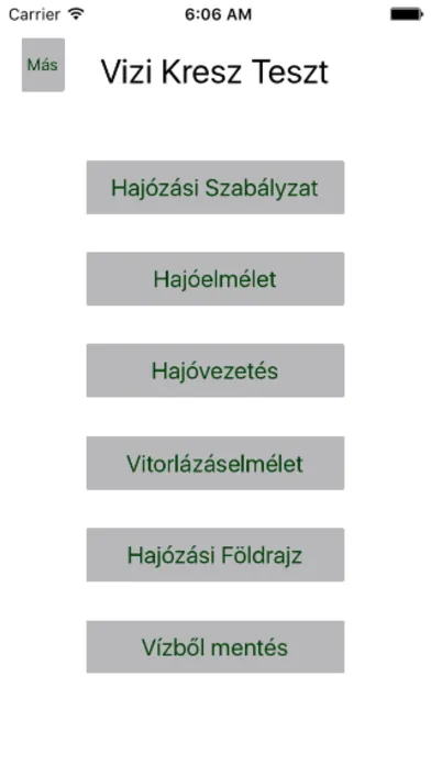 Capturas de tela do Vizi Kresz Teszt