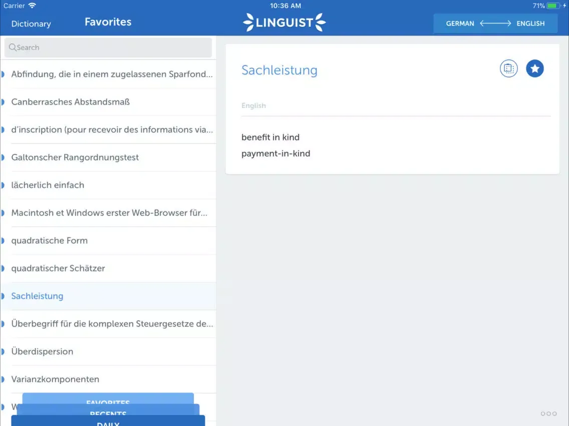 Linguist Finance Terms EN-DE iPad  スクリーンショット