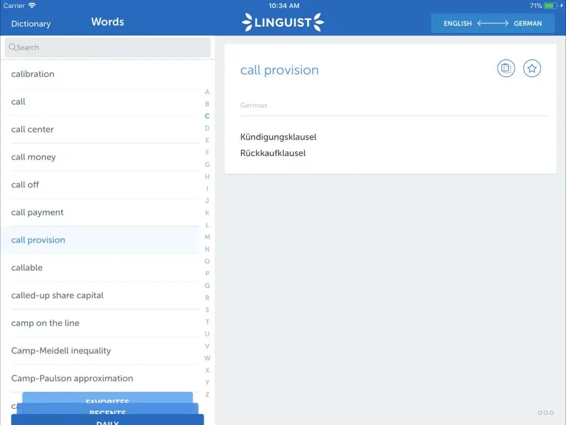 Linguist Finance Terms EN-DE iPad  スクリーンショット