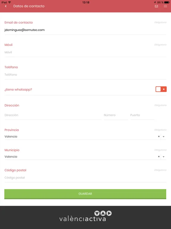 Tangkapan layar València Activa iPad 