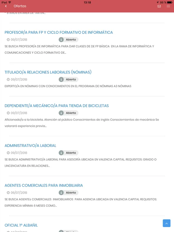 Tangkapan layar València Activa iPad 