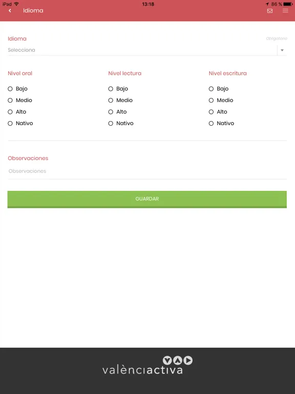 Tangkapan layar València Activa iPad 