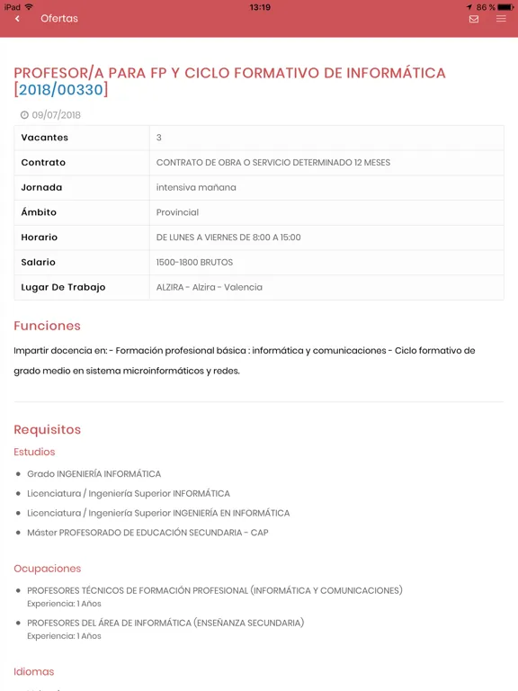 Tangkapan layar València Activa iPad 