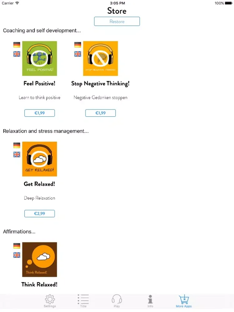 Get Calm! Innere Unruhe bekämpfen mit Hypnose iPad  Screenshots