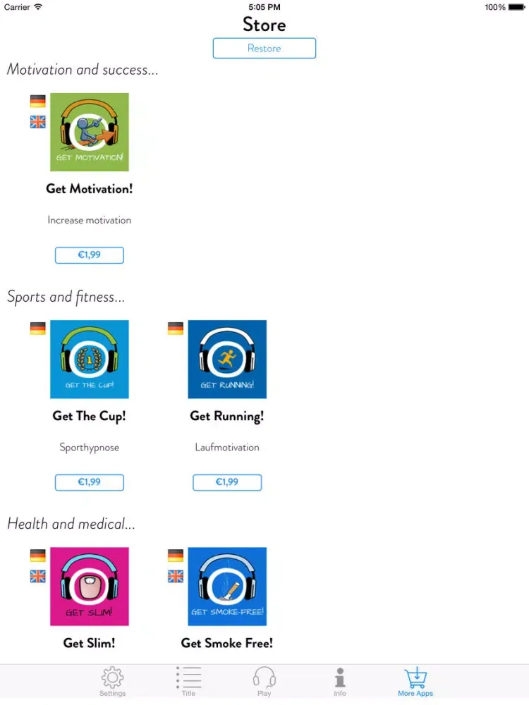Get Moving! Motivate Yourself to Exercise by Hypnosis iPad  Screenshots
