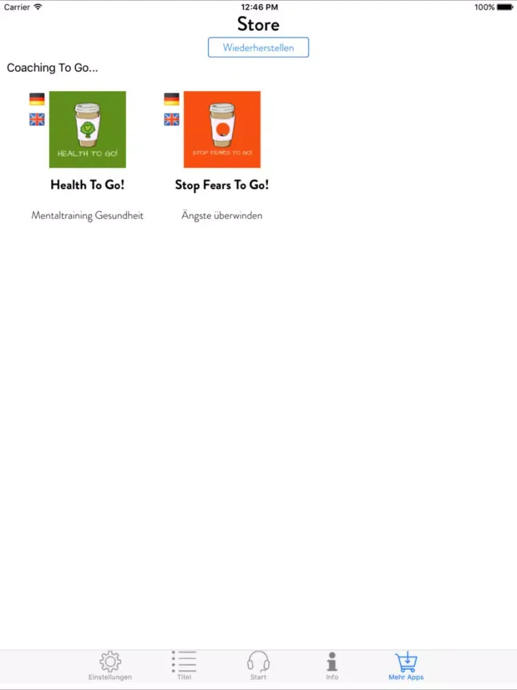 Stop Depression To Go! Mentaltraining iPad  Screenshots
