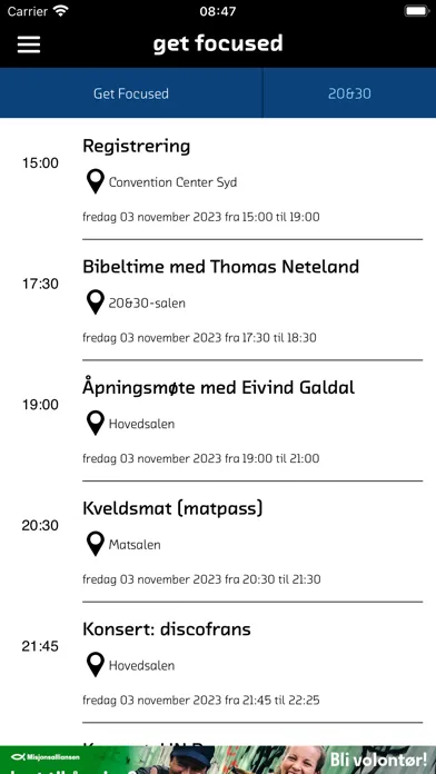 Get Focused Deltakerguide Screenshots