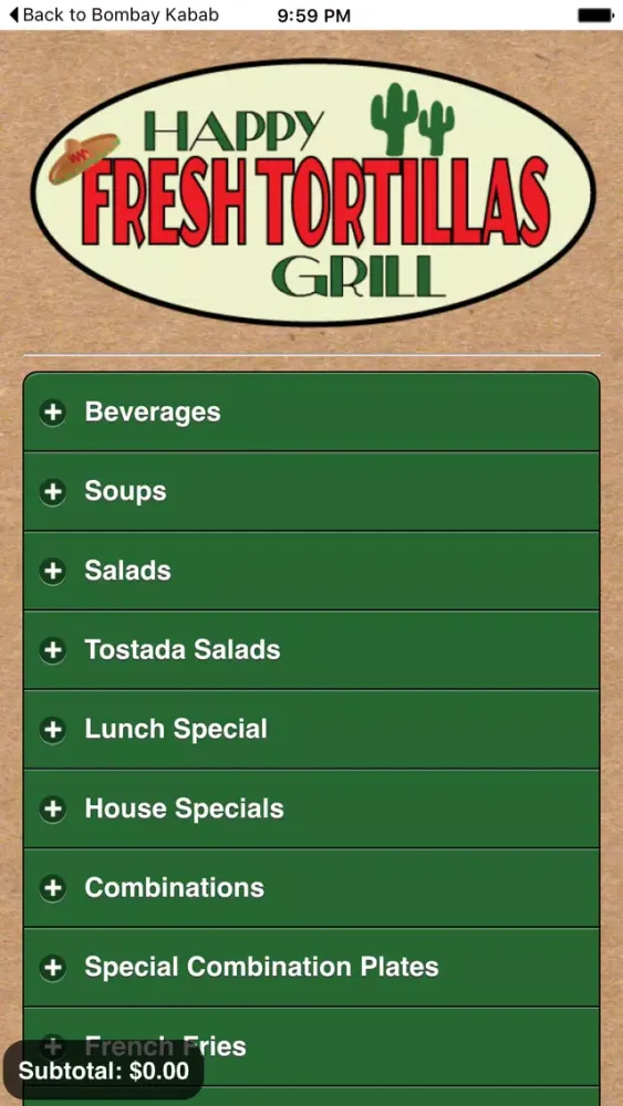 Happy Fresh Tortillas Grill スクリーンショット