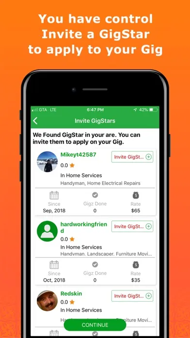ภาพหน้าจอของ GetGigz