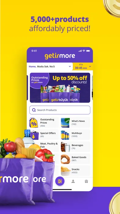 Скриншоты getir: groceries, food&beyond