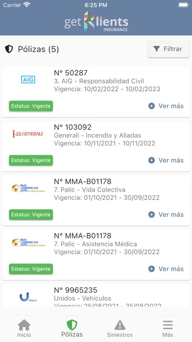 Capturas de pantalla de AMB Seguros Portal de Clientes