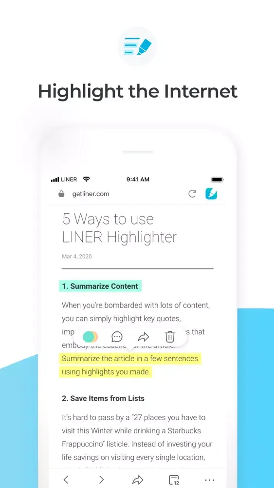 Tangkapan layar Ocean: LINER Browser