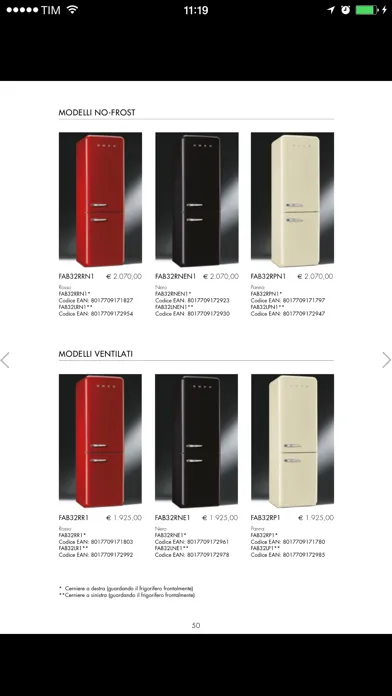 Captures d'écran de Smeg corporate cataloghi