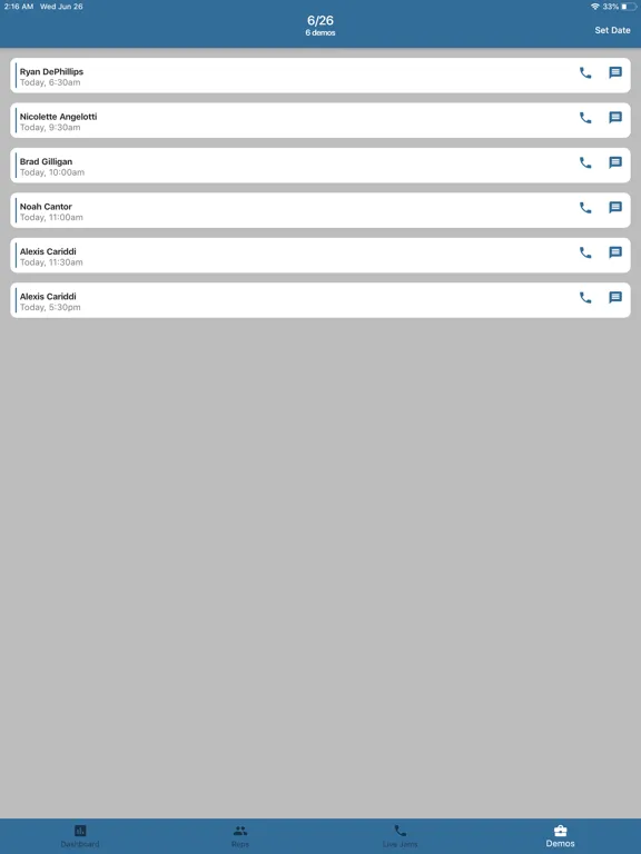 Ảnh chụp màn hình của Queue Sales Team iPad 