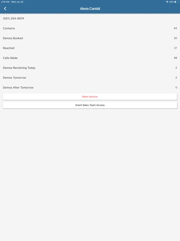 Ảnh chụp màn hình của Queue Sales Team iPad 