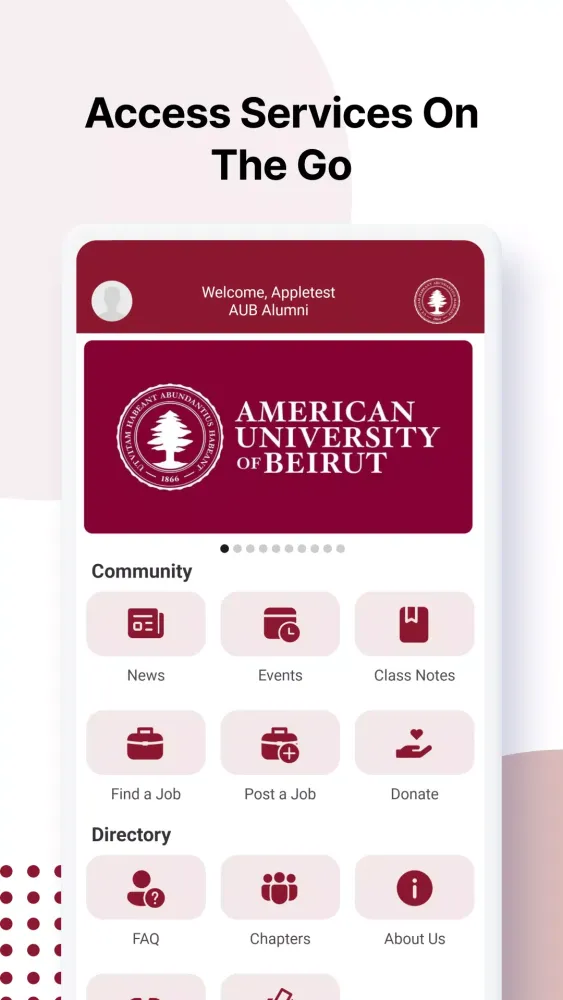 Captures d'écran de AUB Alumni