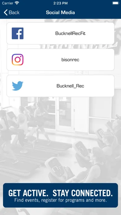Ảnh chụp màn hình của Bucknell University Recreation