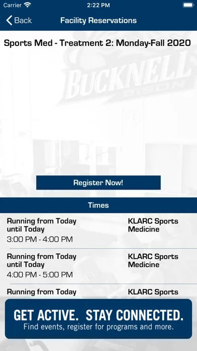 Ảnh chụp màn hình của Bucknell University Recreation
