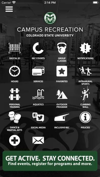 Capturas de tela do CSU Campus Recreation