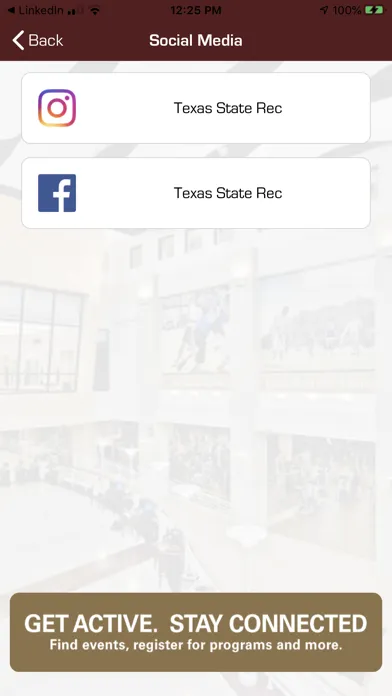Capturas de tela do Texas State Campus Recreation