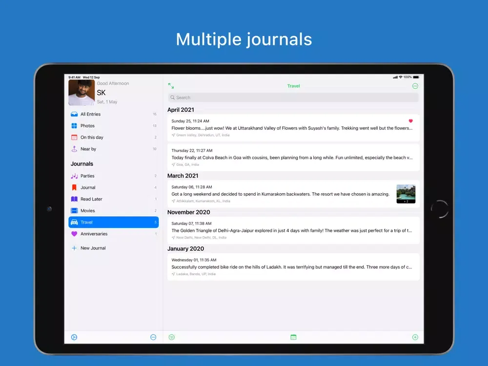 Capturas de tela do Memories - The Journal iPad 