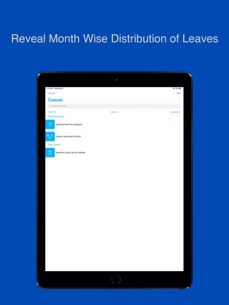 Time Off - Leave Tracker iPad 应用截图
