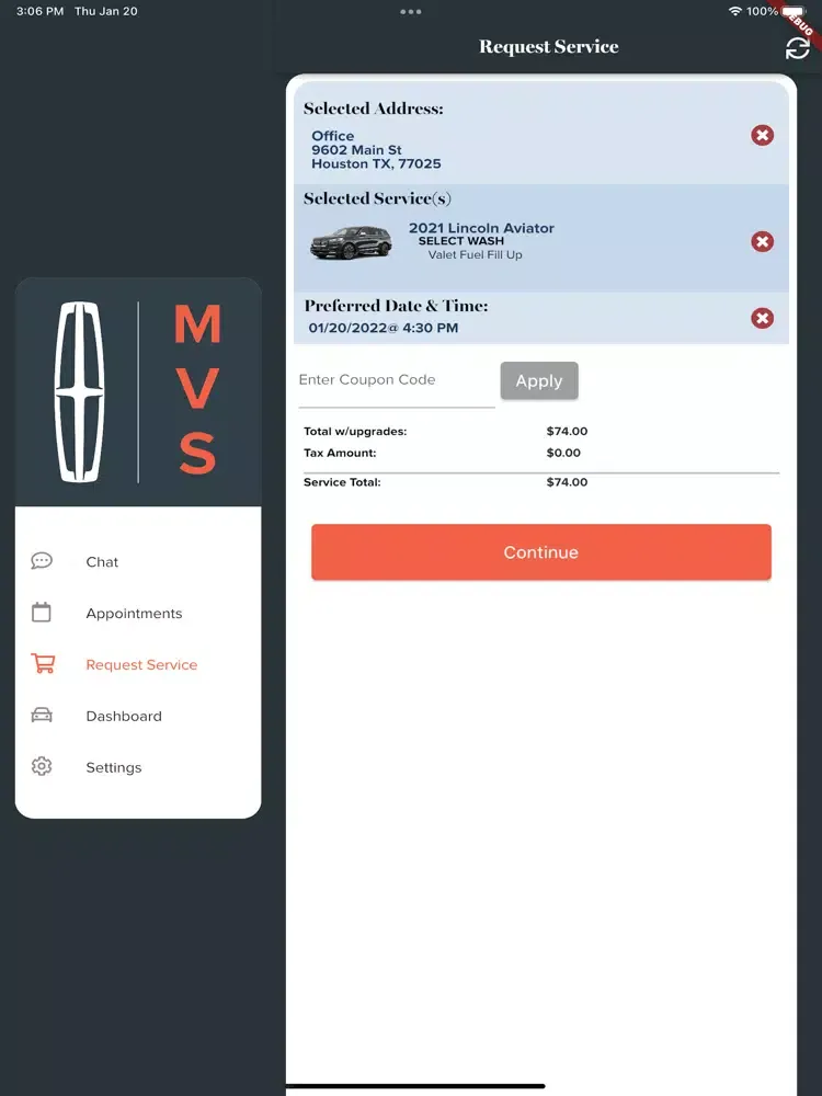 Tangkapan layar Lincoln - Mobile Vehicle Spa iPad 