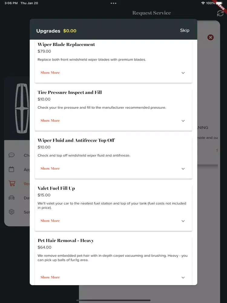 Tangkapan layar Lincoln - Mobile Vehicle Spa iPad 