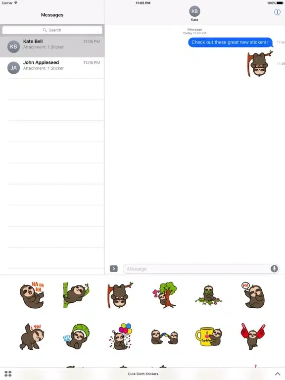 Capturas de pantalla de Cute Sloth Stickers iPad 