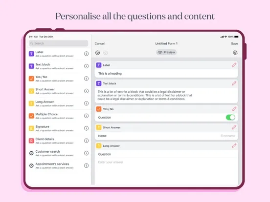 Ảnh chụp màn hình của Timely Consult - Custom Forms iPad 
