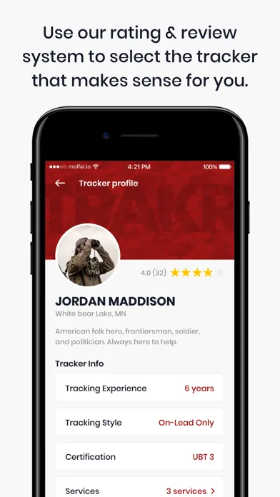 Скриншоты TRAKR app