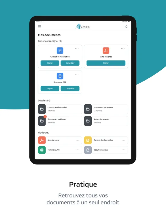 AEDIFIM - Espace client iPad  Screenshots