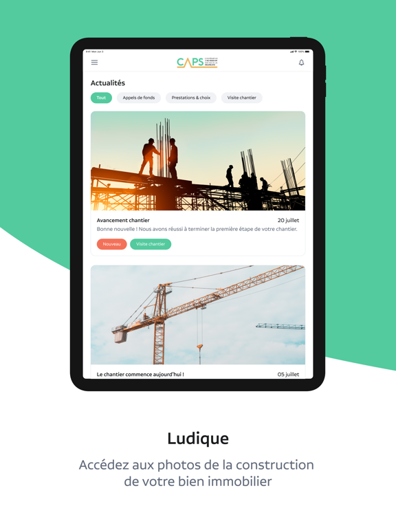 ภาพหน้าจอของ Espace client CAPS iPad 