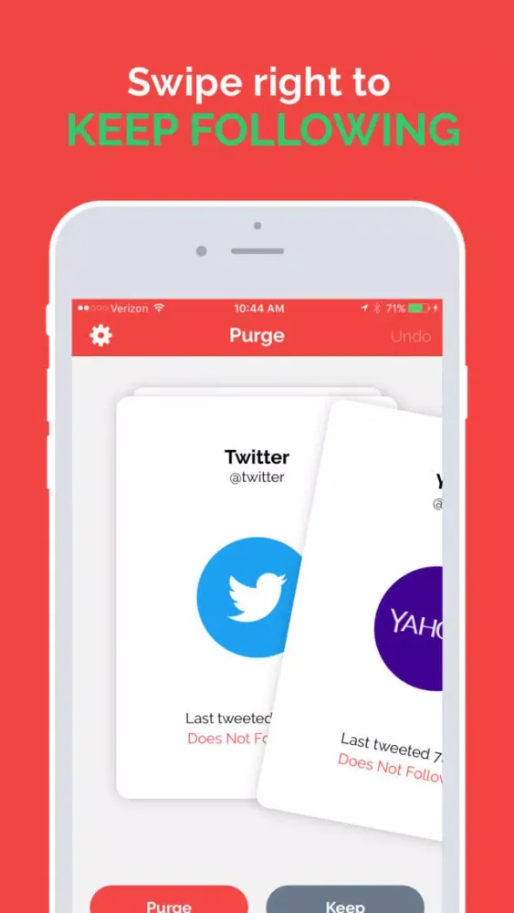 Capturas de tela do Purge - Manage who you follow