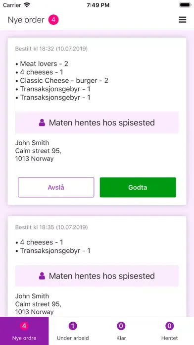 GF restaurant orders Screenshots